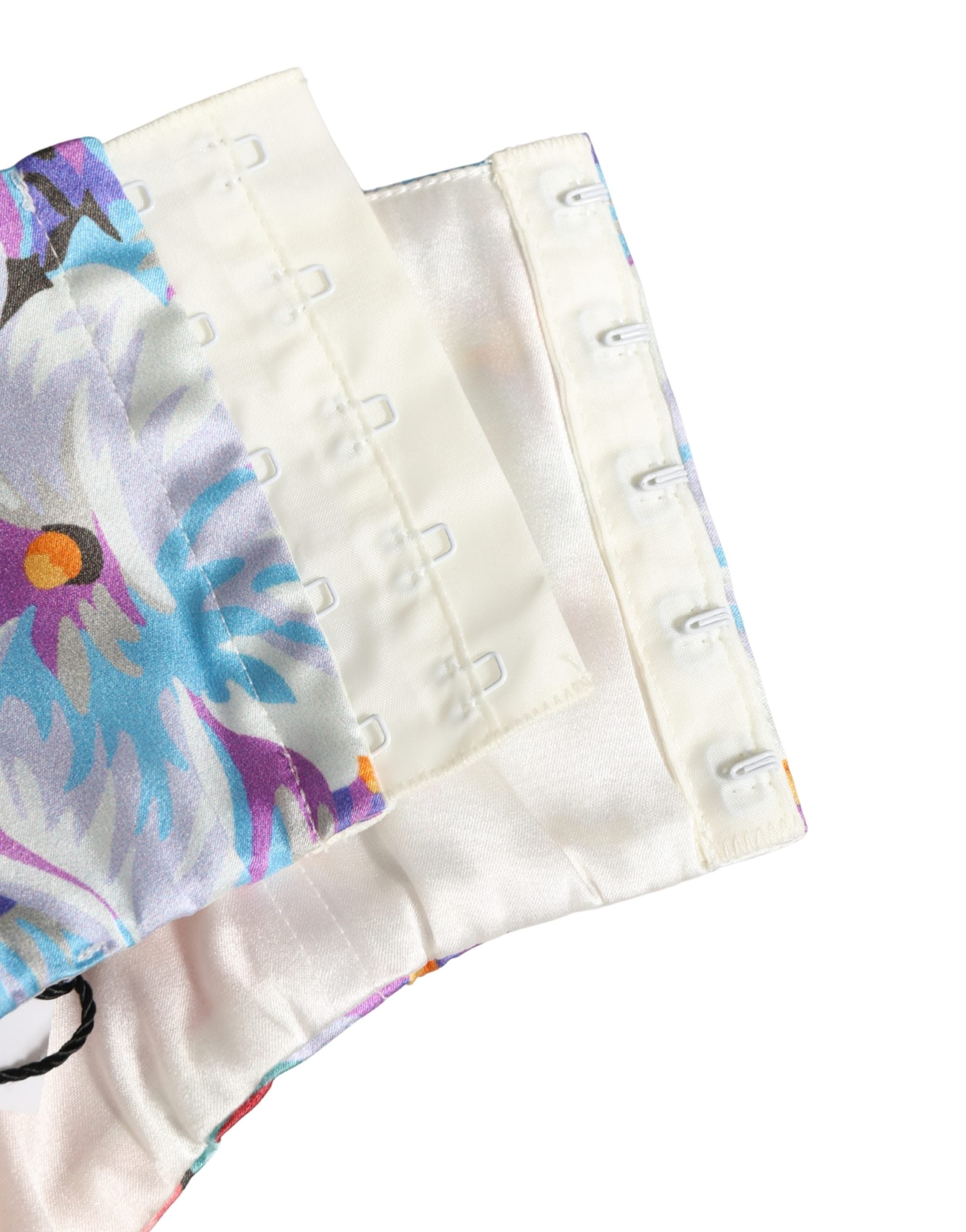 Dolce & Gabbana Multicolor Floral Print Silk Cropped Bustier Women's Top