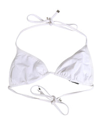 Dolce & Gabbana White Nylon Triangle Beachwear Bikini Top Women's Swimwear