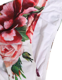 Dolce & Gabbana White Floral Print Swimsuit Bikini Bottom Women's Swimwear