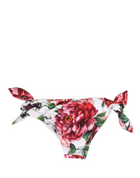 Dolce & Gabbana White Floral Print Swimsuit Bikini Bottom Women's Swimwear