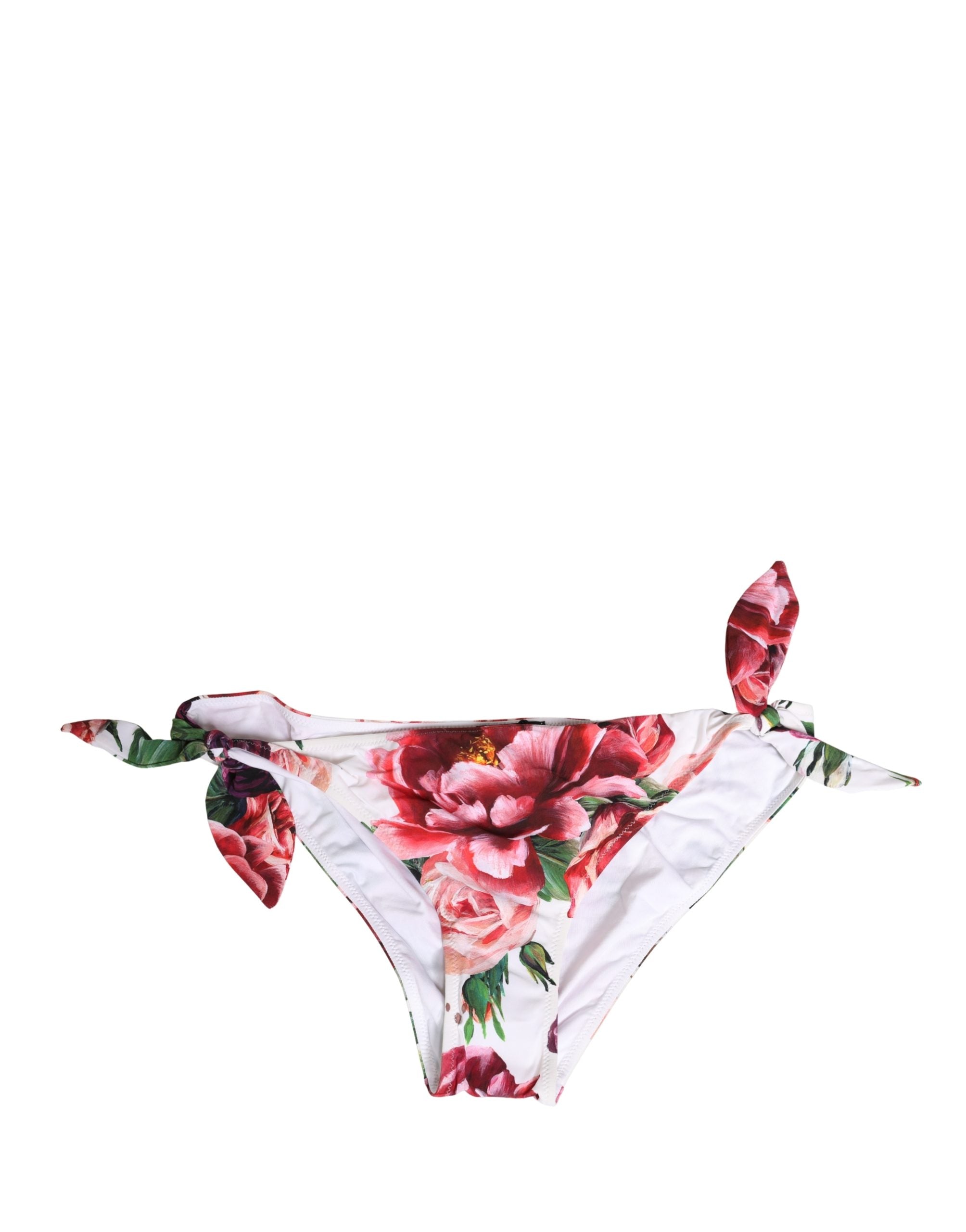 Dolce & Gabbana White Floral Print Swimsuit Bikini Bottom Women's Swimwear