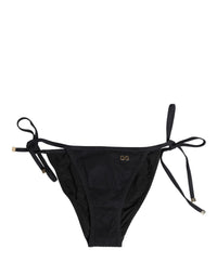 Dolce & Gabbana Black Tie-Side Bikini Bottom Swimsuit Women's Swimwear