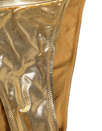 Dolce & Gabbana Gold-Tone Polyester Bikini Bottom Logo Women's Swimwear