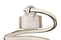 Dolce Gabbana White Black Leather Strap Silver Metal Logo Airpods Case