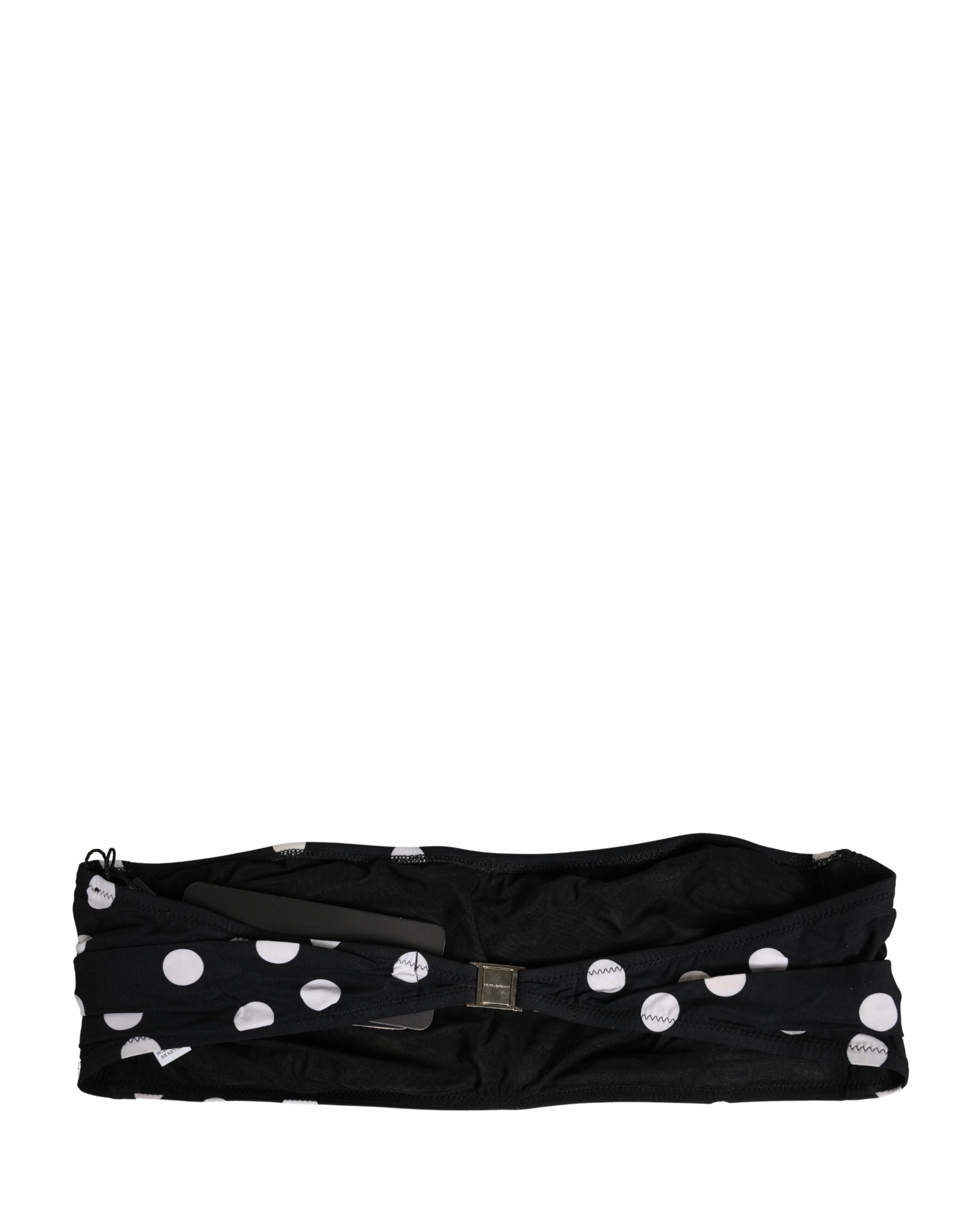 Dolce & Gabbana Black White Polka Dot Bandeau Beachwear Women's Swimwear