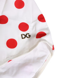 Dolce & Gabbana White Polka Dot One-Piece Swimsuit Women's Swimwear