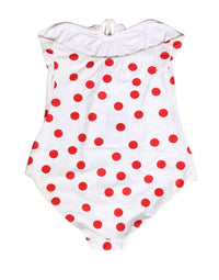 Dolce & Gabbana White Polka Dot One-Piece Swimsuit Women's Swimwear