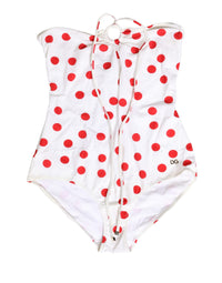 Dolce & Gabbana White Polka Dot One-Piece Swimsuit Women's Swimwear