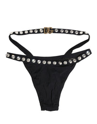 Dolce & Gabbana Black Crystal Embellished Bikini Bottom Women's Swimwear