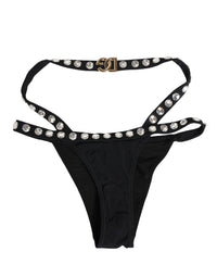 Dolce & Gabbana Black Crystal Embellished Bikini Bottom Women's Swimwear