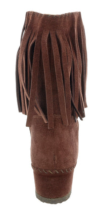 Daniela Fargion Dark Brown Suede Suede Mid Calf Low Wedge Heel Boots-