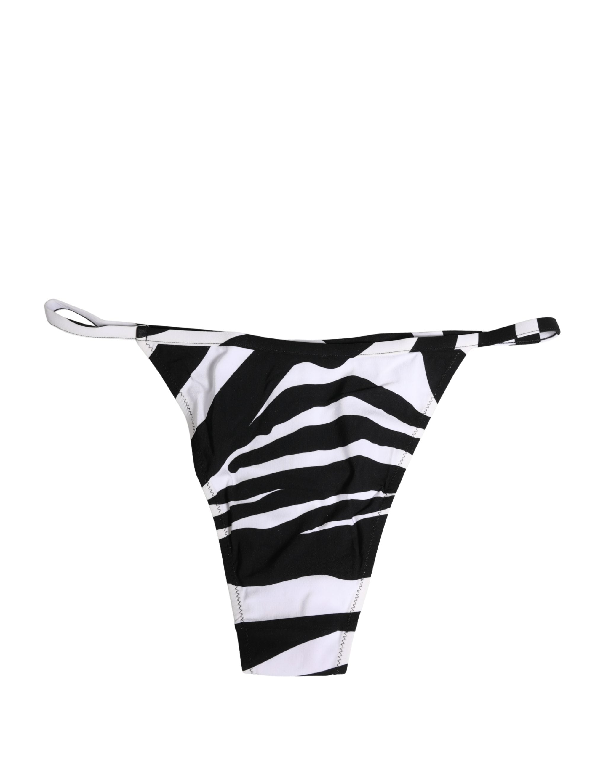 Dolce & Gabbana Black White Zebra Bikini Top Bottom Women's Swimwear