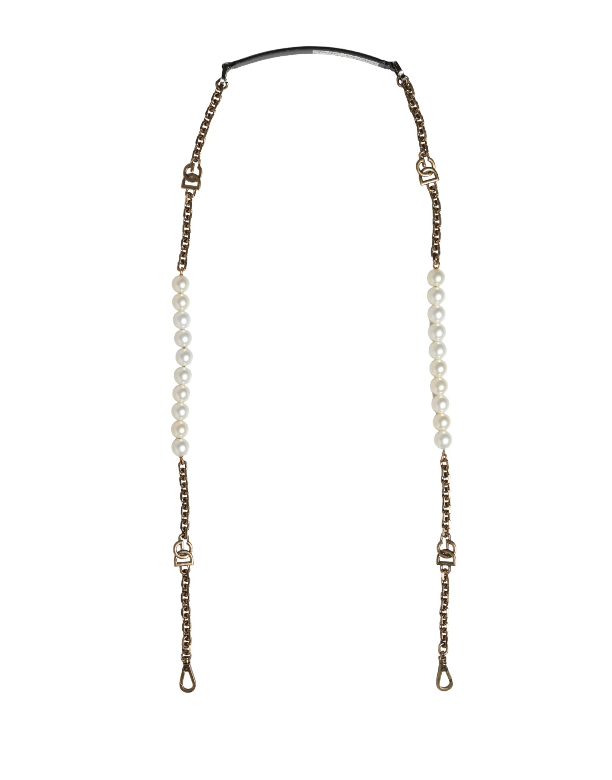 Dolce & Gabbana Dolce & Gabbana Black Leather Gold Chain Bag Accessory Shoulder Women's Strap