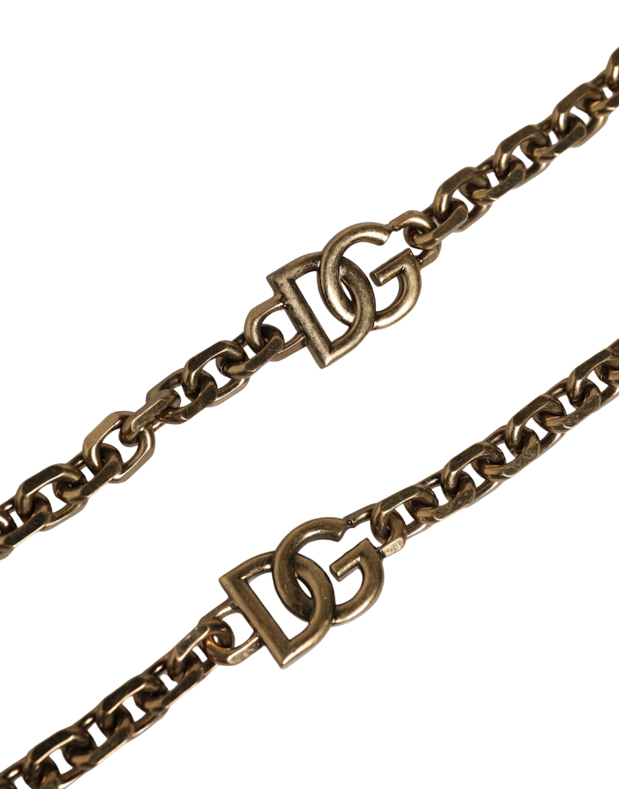 Dolce & Gabbana Dolce & Gabbana Black Leather Gold Chain Bag Accessory Shoulder Women's Strap