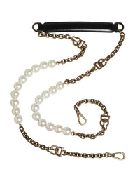 Dolce & Gabbana Dolce & Gabbana Black Leather Gold Chain Bag Accessory Shoulder Women's Strap
