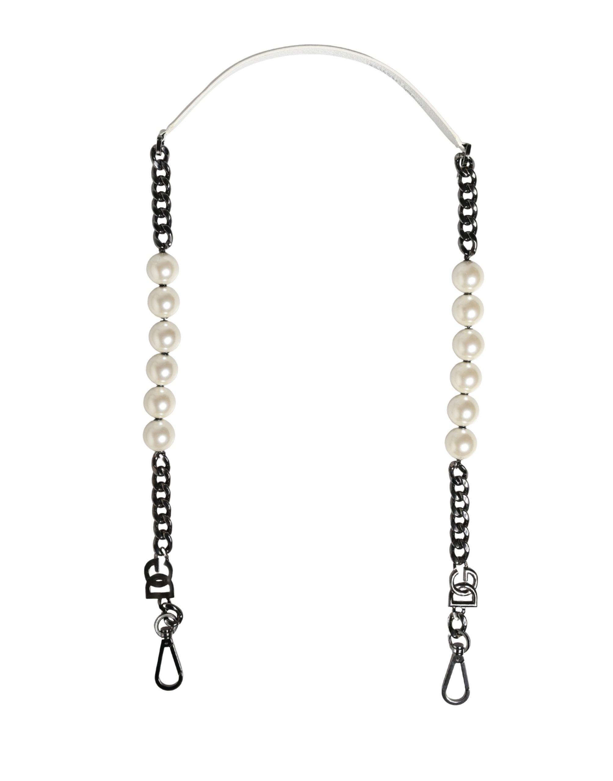 Dolce & Gabbana Dolce & Gabbana White Leather Silver Chain Bag Accessory Shoulder Women's Strap