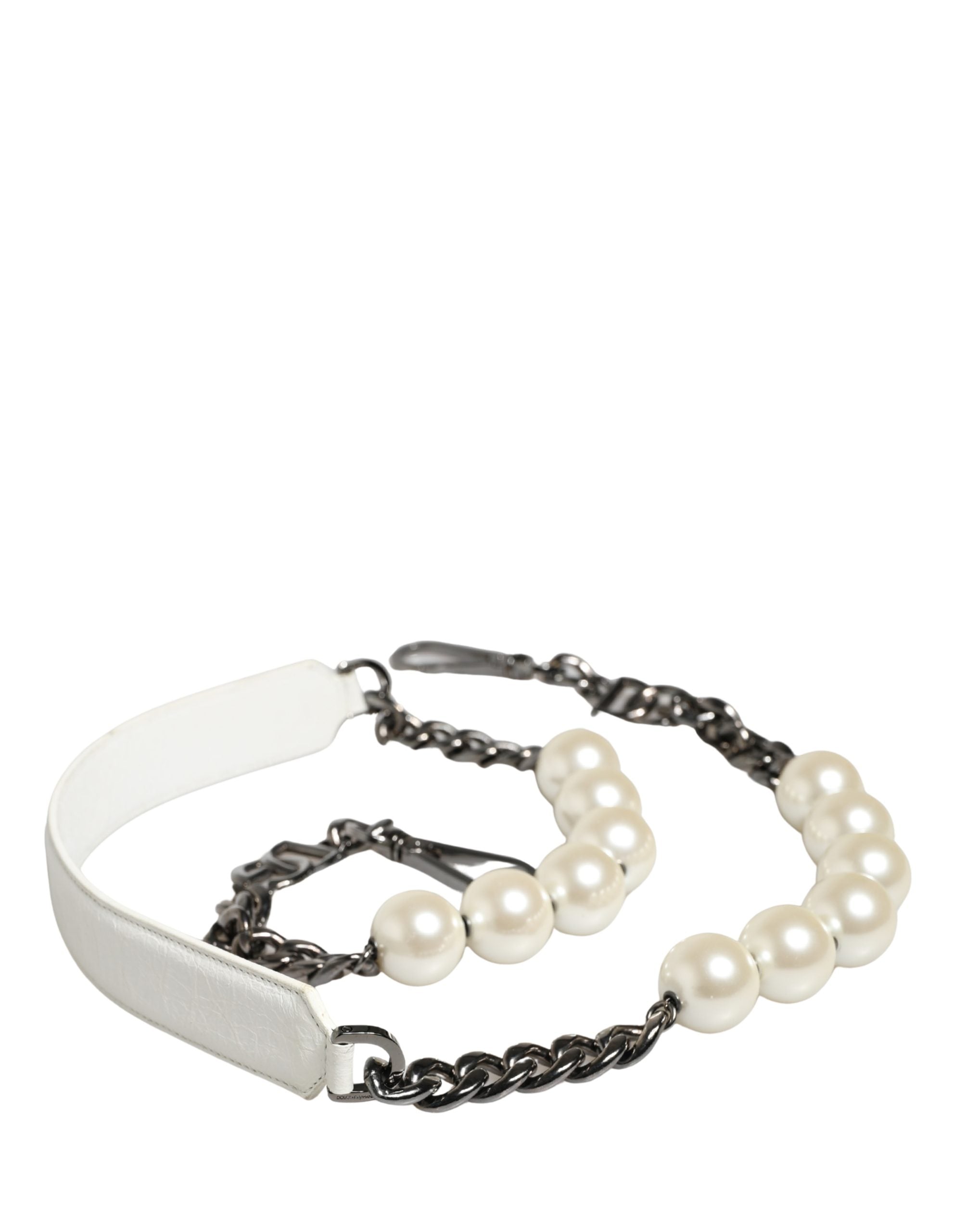 Dolce & Gabbana Dolce & Gabbana White Leather Silver Chain Bag Accessory Shoulder Women's Strap