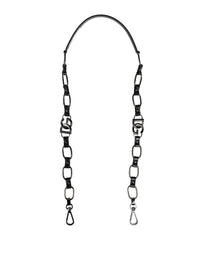 Dolce & Gabbana Dolce & Gabbana Black Leather Silver Chain Bag Accessory Shoulder Women's Strap