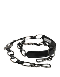 Dolce & Gabbana Dolce & Gabbana Black Leather Silver Chain Bag Accessory Shoulder Women's Strap