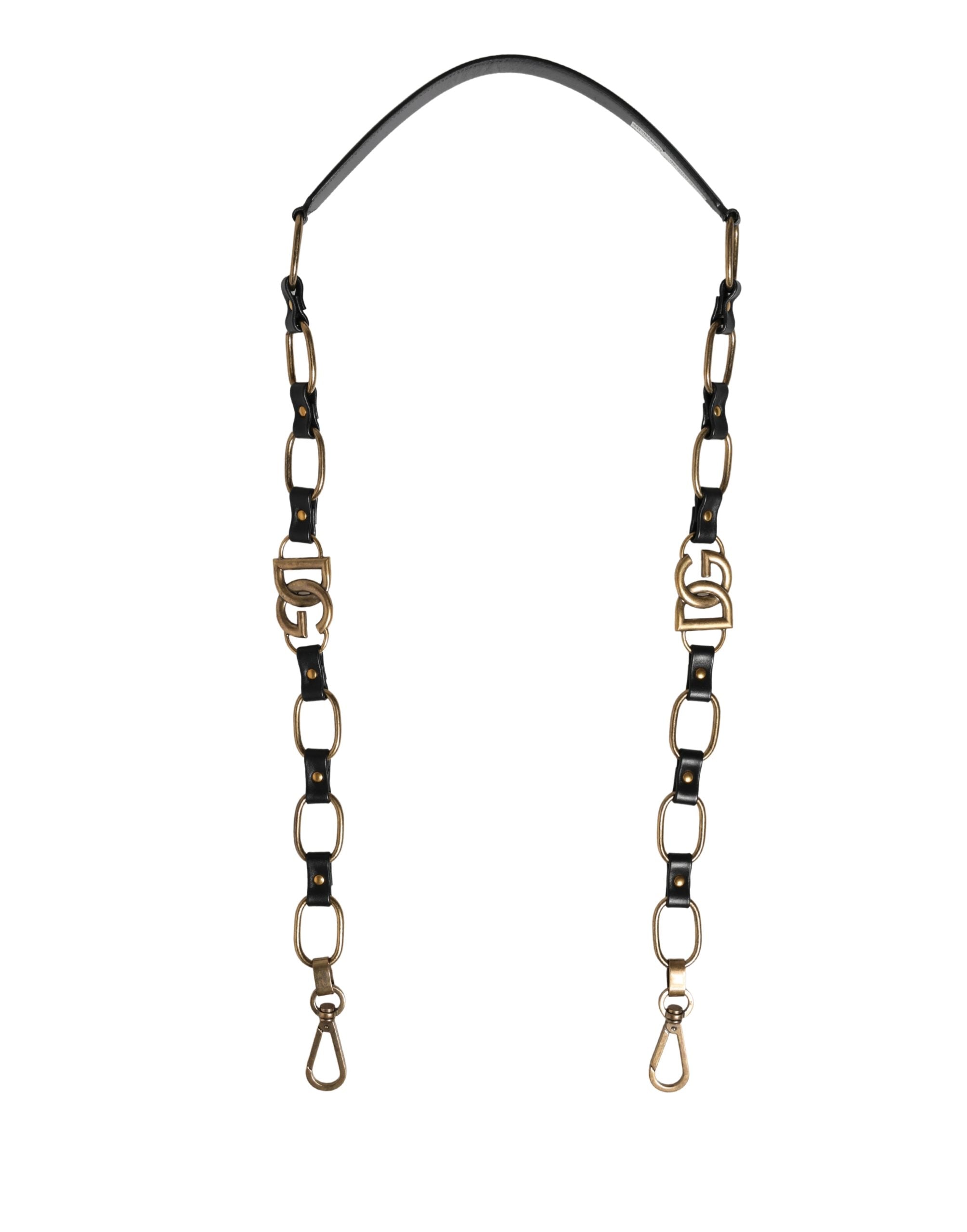 Dolce & Gabbana Dolce & Gabbana Black Leather Gold Chain Bag Accessory Shoulder Women's Strap
