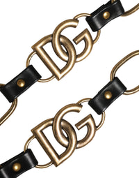Dolce & Gabbana Dolce & Gabbana Black Leather Gold Chain Bag Accessory Shoulder Women's Strap