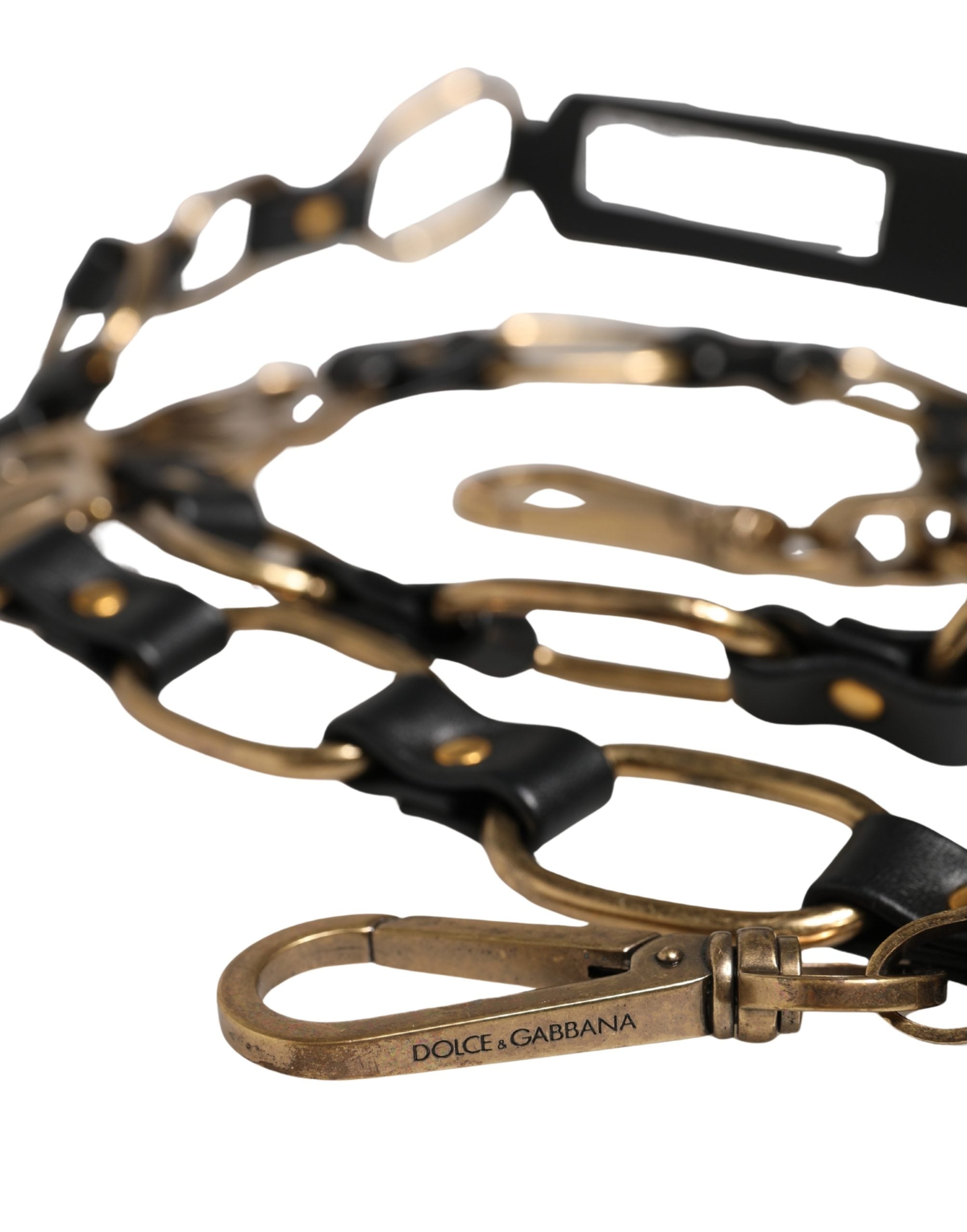 Dolce & Gabbana Dolce & Gabbana Black Leather Gold Chain Bag Accessory Shoulder Women's Strap