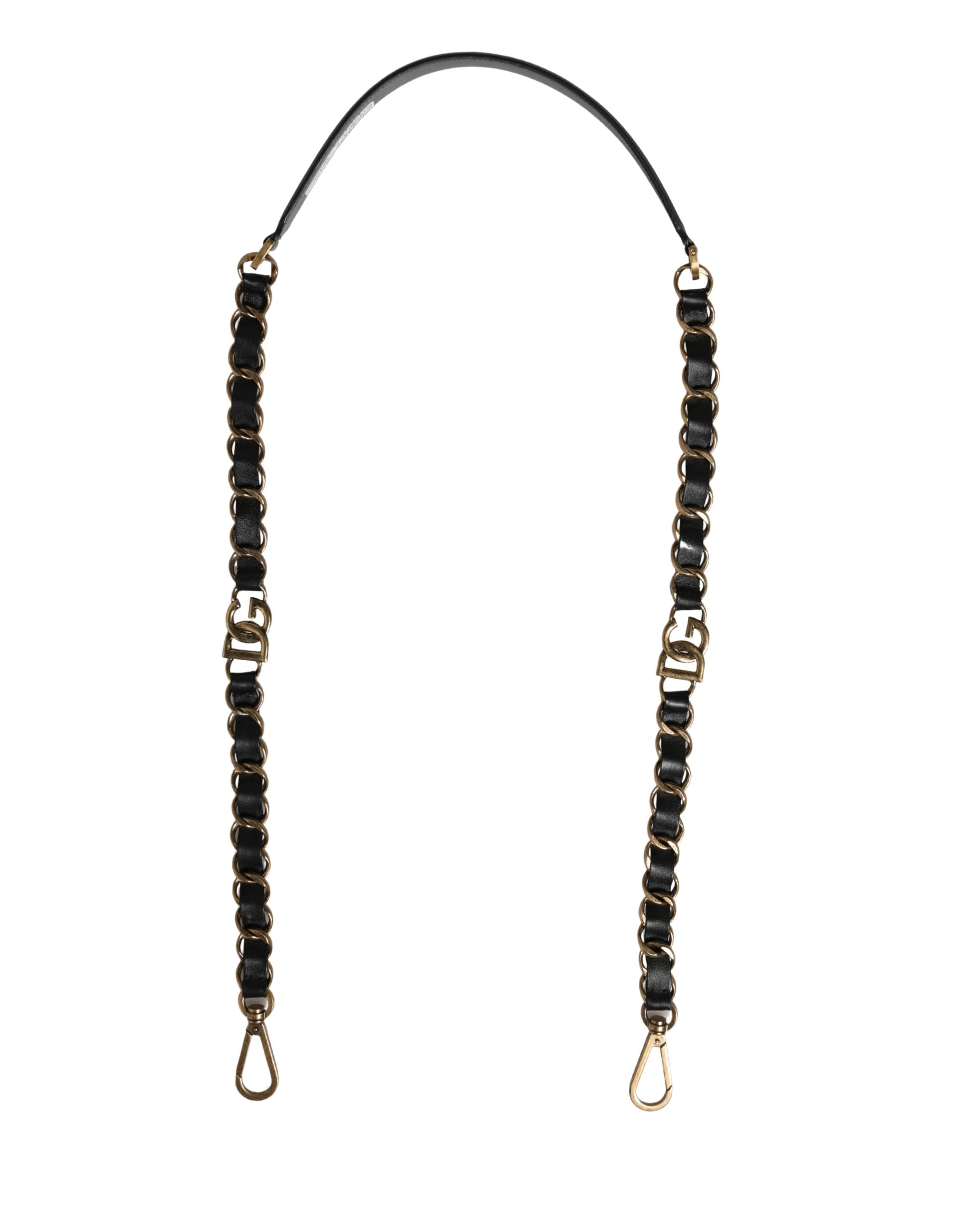 Dolce & Gabbana Dolce & Gabbana Black Leather Gold Chain Bag Accessory Shoulder Women's Strap