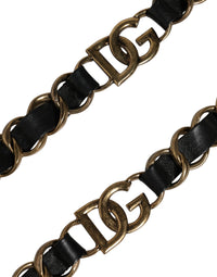 Dolce & Gabbana Dolce & Gabbana Black Leather Gold Chain Bag Accessory Shoulder Women's Strap
