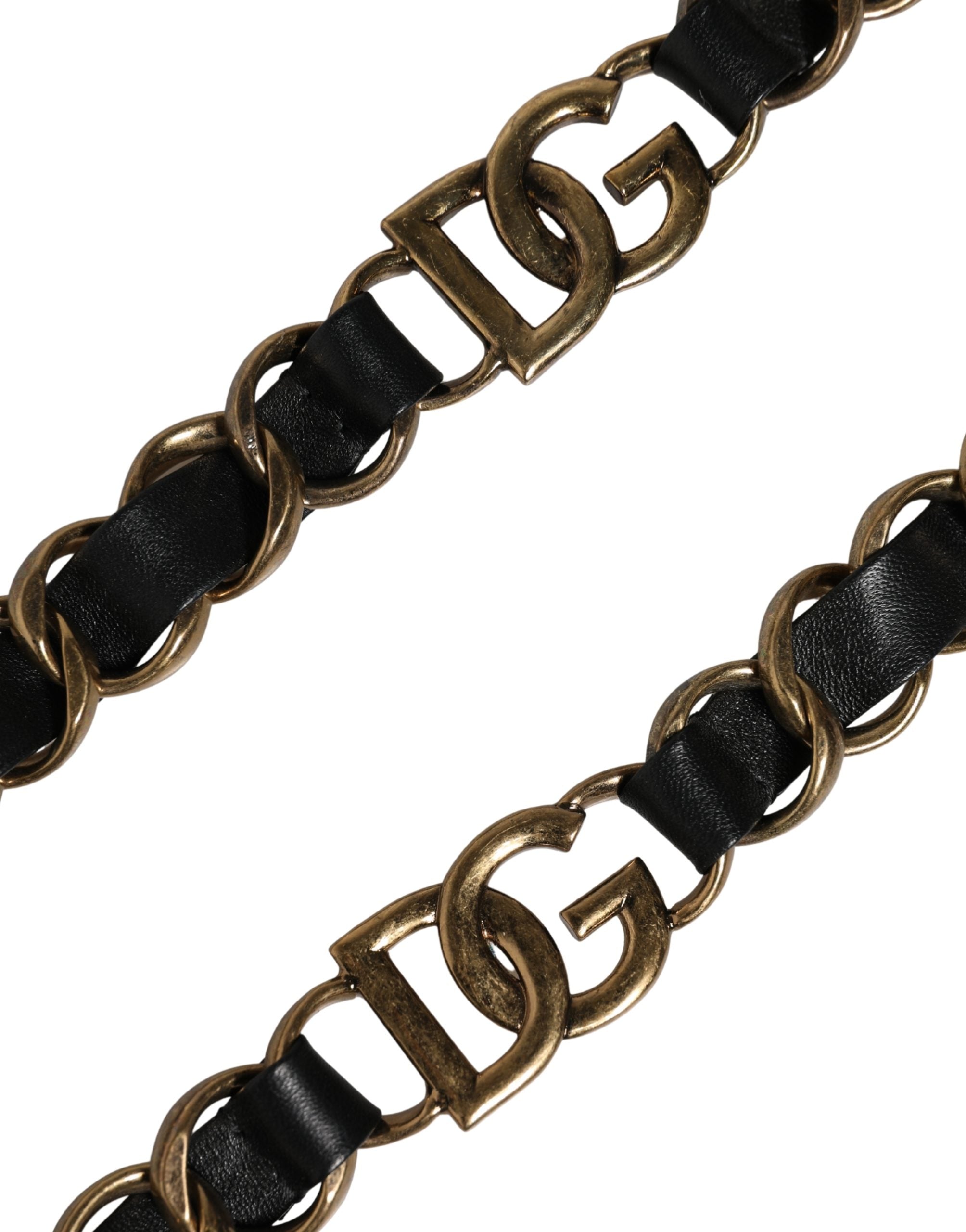 Dolce & Gabbana Dolce & Gabbana Black Leather Gold Chain Bag Accessory Shoulder Women's Strap
