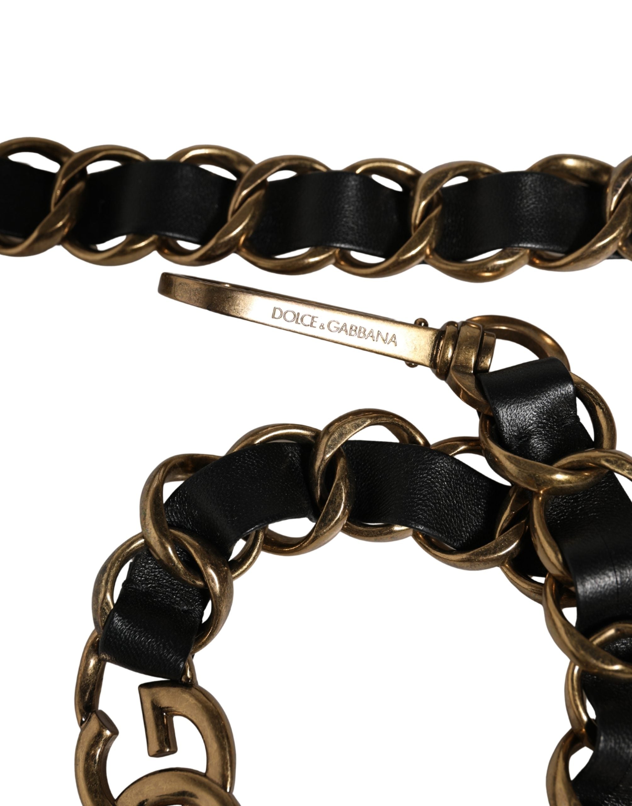 Dolce & Gabbana Dolce & Gabbana Black Leather Gold Chain Bag Accessory Shoulder Women's Strap