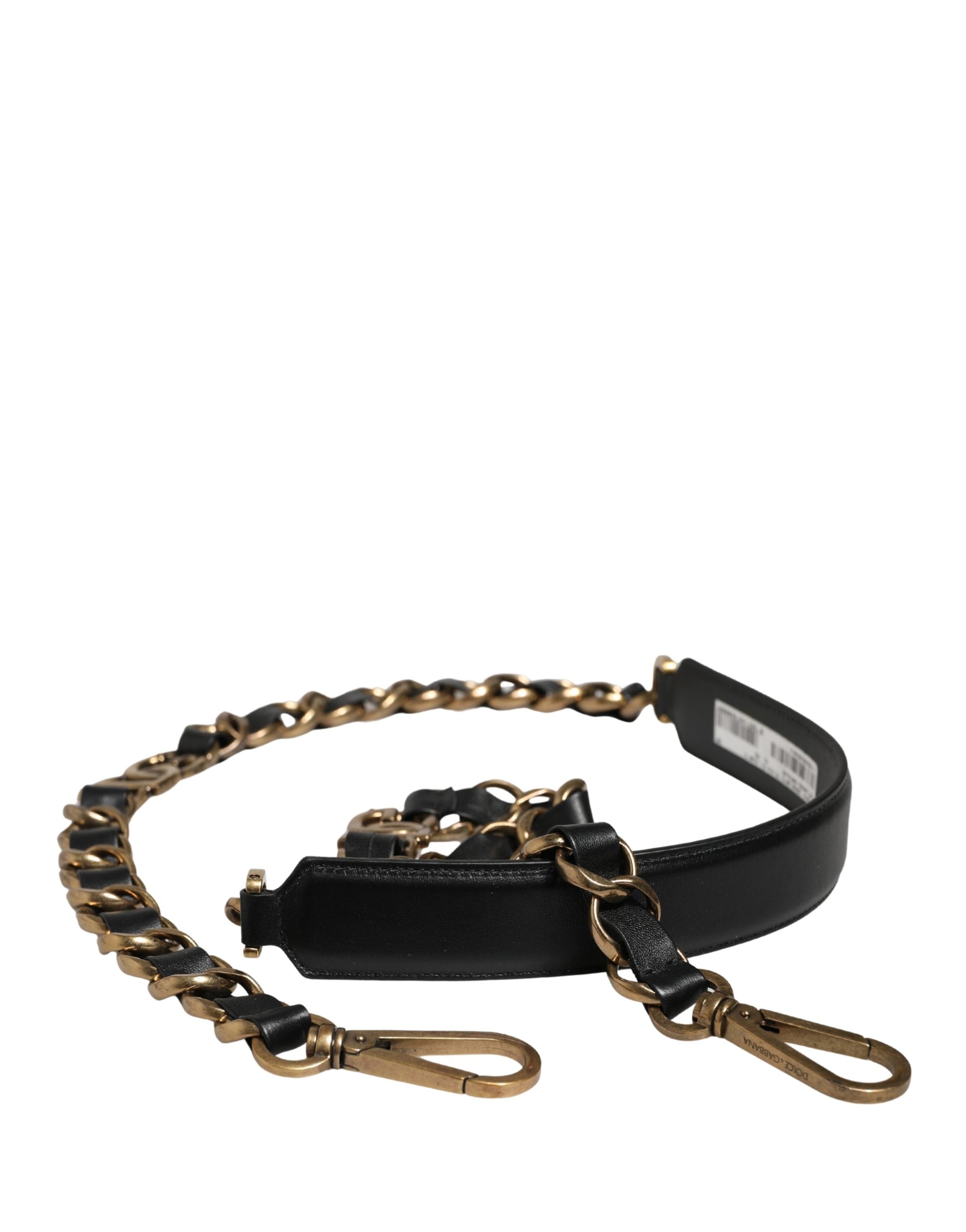 Dolce & Gabbana Dolce & Gabbana Black Leather Gold Chain Bag Accessory Shoulder Women's Strap