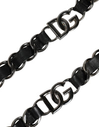 Dolce & Gabbana Black Leather Silver Chain Bag Accessory Shoulder Women's Strap