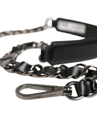 Dolce & Gabbana Black Leather Silver Chain Bag Accessory Shoulder Women's Strap