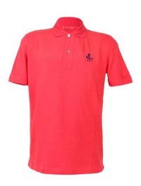 Piacenza Pure Cotton Bright Red Short Sleeve Polo Shirt-S
