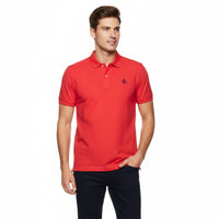 Piacenza Pure Cotton Bright Red Short Sleeve Polo Shirt-S