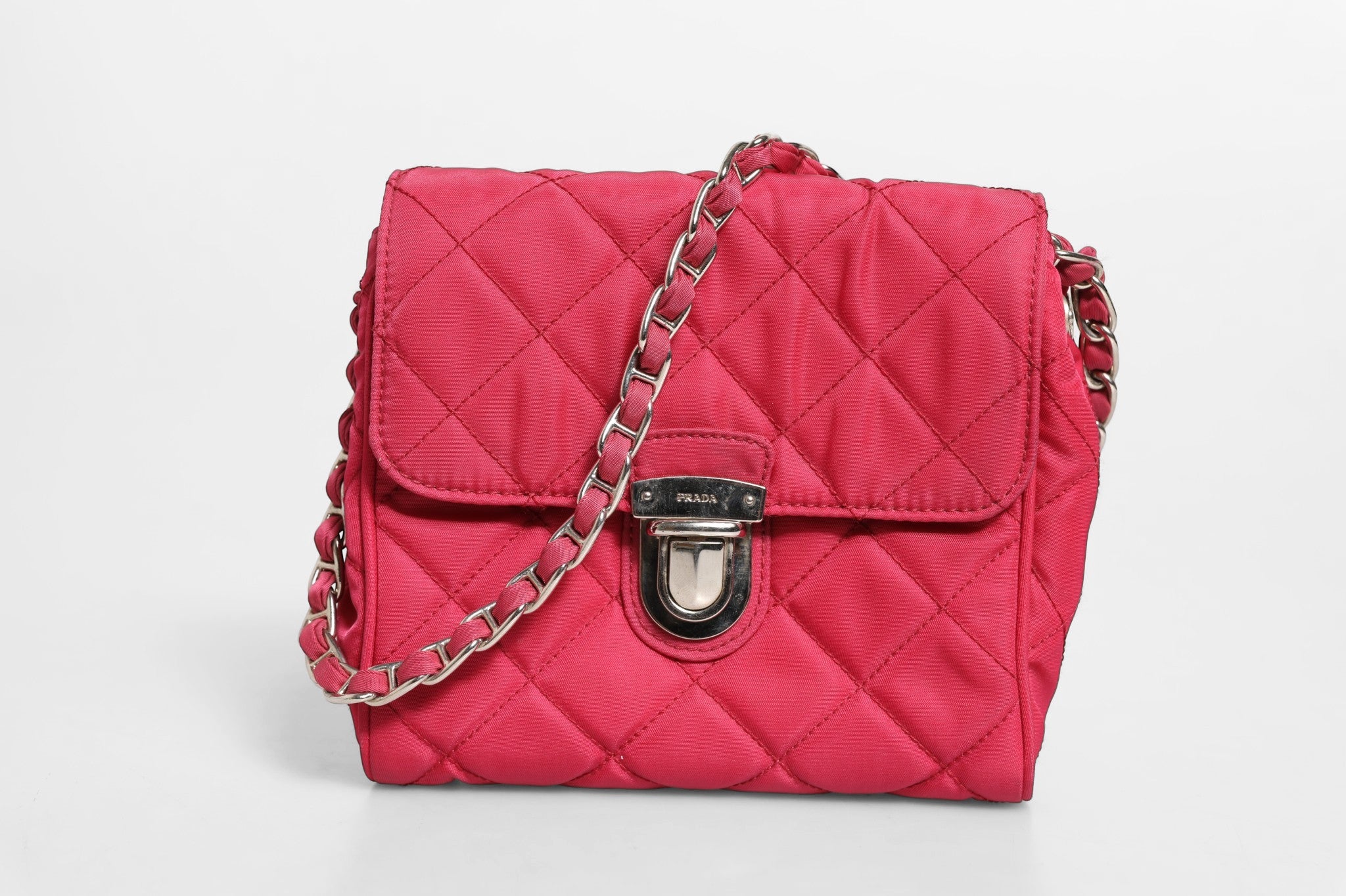 Prada Prada Pink Quilted Tessuto Impuntu Nylon Flap Crossbody Women's Bag (Authentic Pre-Loved)