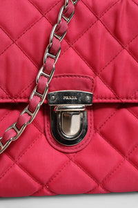 Prada Prada Pink Quilted Tessuto Impuntu Nylon Flap Crossbody Women's Bag (Authentic Pre-Loved)