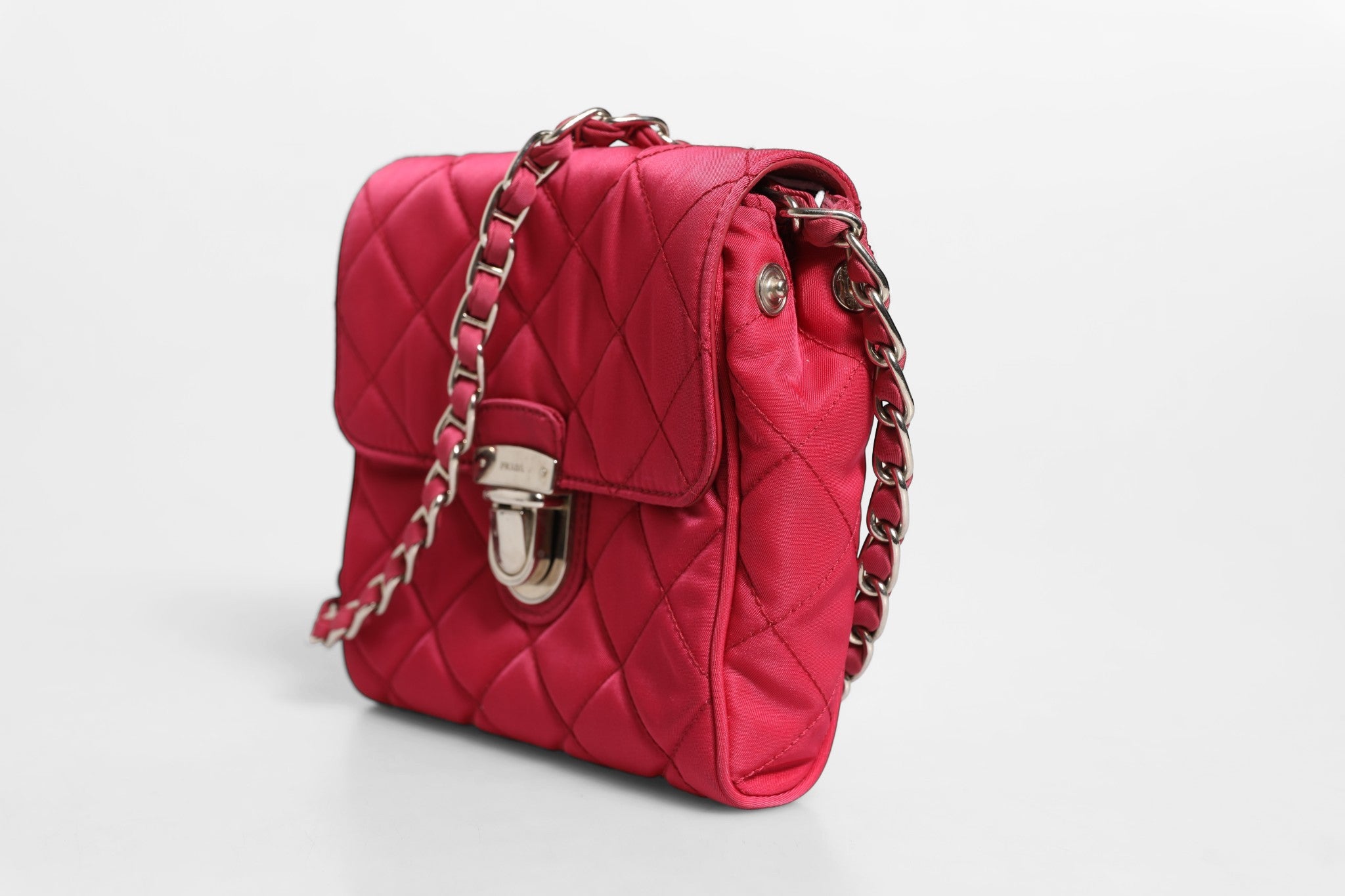 Prada Prada Pink Quilted Tessuto Impuntu Nylon Flap Crossbody Women's Bag (Authentic Pre-Loved)
