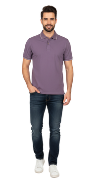 Piacenza Pure Cotton Soft Mauve Short Sleeve Polo Shirt