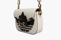 Gucci Gucci x Adidas Horsebit 1955 White Black Calfskin Leather Shoulder Women's Bag (Authentic Pre-Loved)