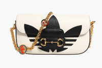 Gucci Gucci x Adidas Horsebit 1955 White Black Calfskin Leather Shoulder Women's Bag (Authentic Pre-Loved)