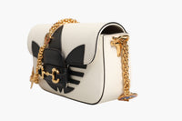 Gucci Gucci x Adidas Horsebit 1955 White Black Calfskin Leather Shoulder Women's Bag (Authentic Pre-Loved)