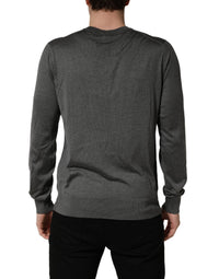 Dolce & Gabbana Gray Long Sleeves Crew Neck Pullover Men's Sweater