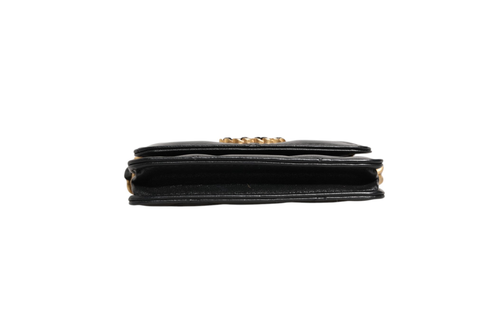 Chanel Chanel 19 Flap Coin Purse Quilted Leather Black Women's Crossbody (Pre-Loved)