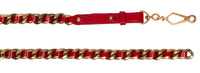 Miu Miu Red Narrow Leather Aged Distressed Gold Curb Chain Belt-