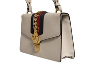 Gucci White Calfskin Leather Sylvie Crossbody Women's Bag (Pre-Loved)