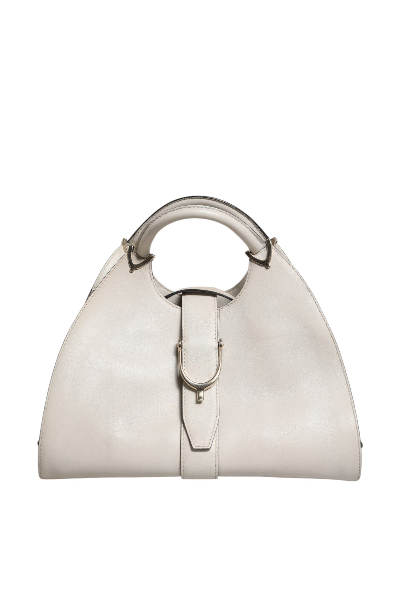Gucci White Leather Stirrup Top Handle Women's Bag (Authentic Pre-Loved)