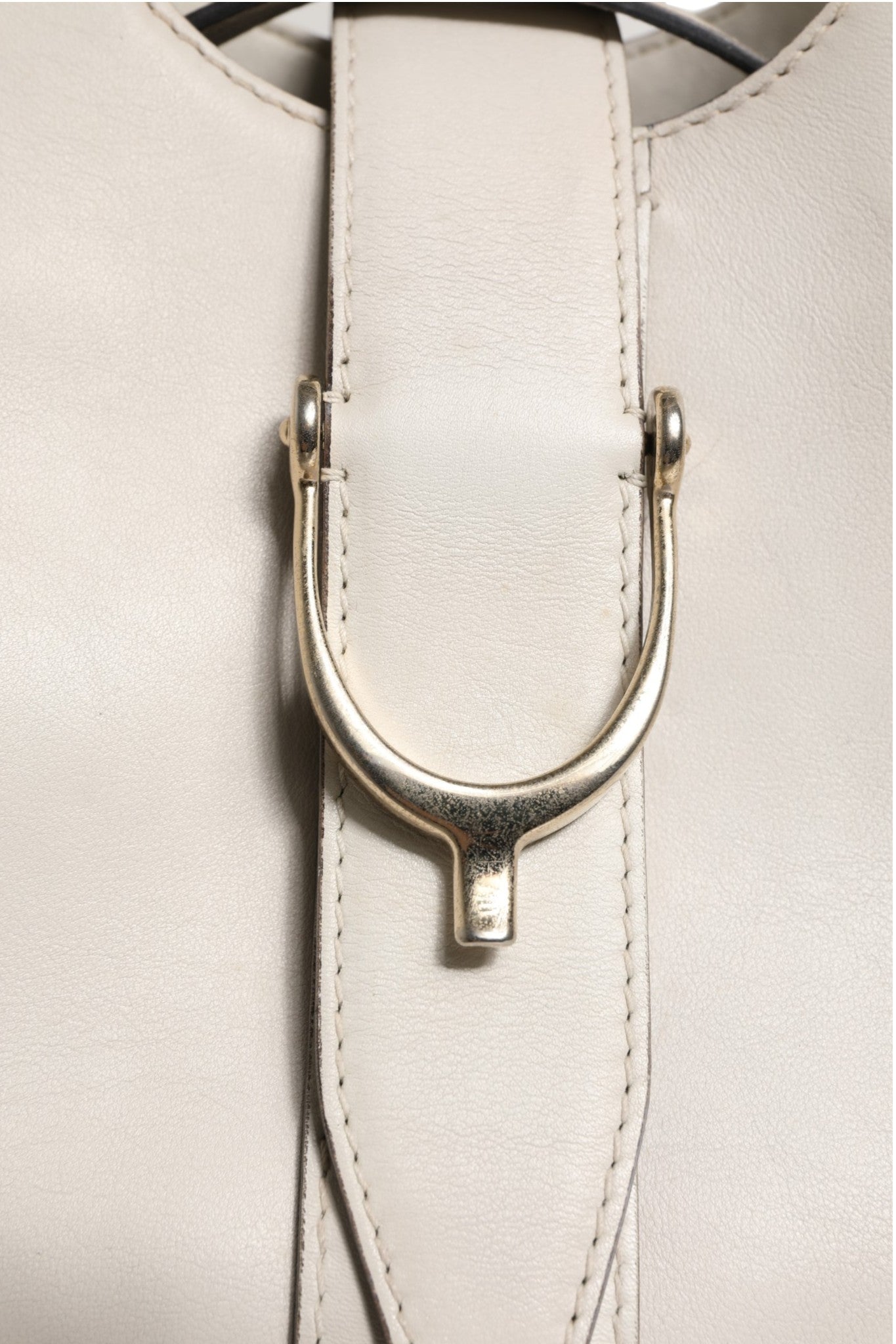 Gucci White Leather Stirrup Top Handle Women's Bag (Authentic Pre-Loved)