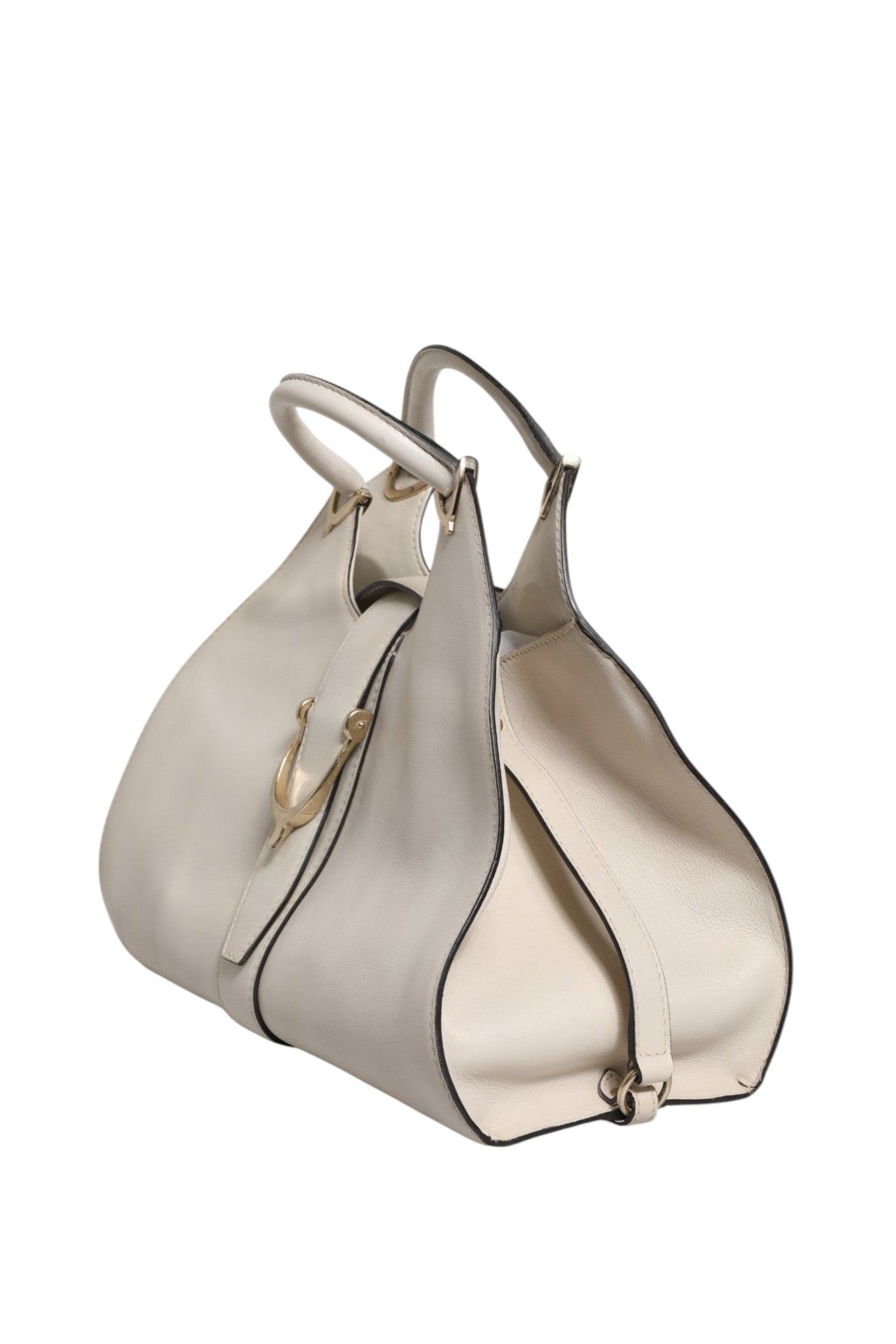 Gucci White Leather Stirrup Top Handle Women's Bag (Authentic Pre-Loved)