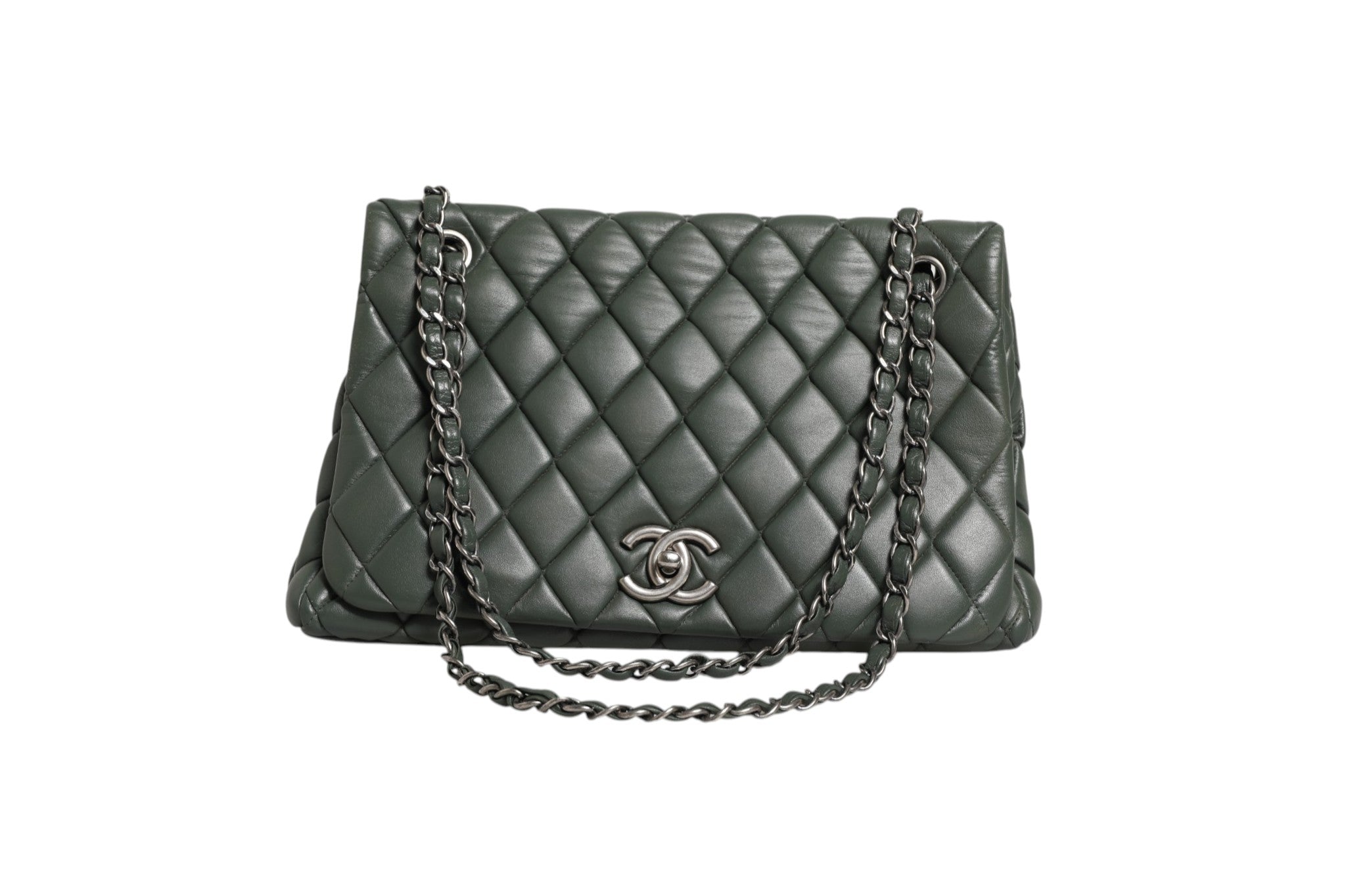 Chanel Quilted Lambskin Leather New Bubble Flap Women's Bag (Authentic Pre-Loved)
